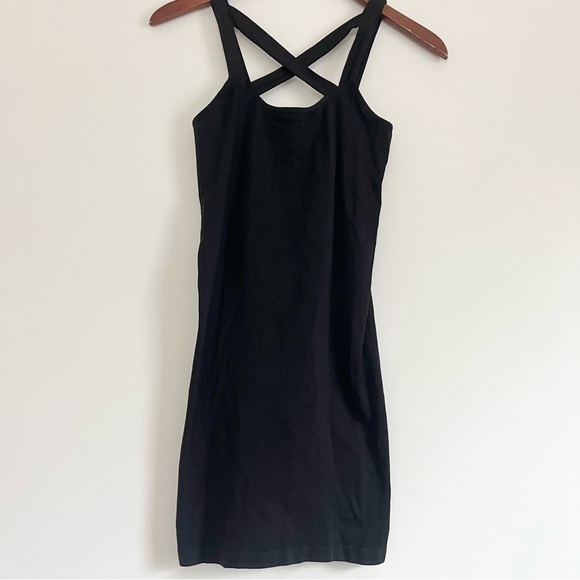 Intimately Free People Black Bodycon Dress or Slip w Criss Cross Front M/L - Picture 2 of 5